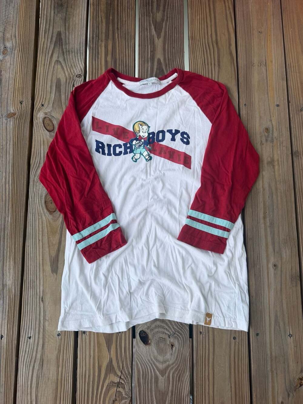 Lavie Clothing Company Boys' Long Sleeve Raglan T-Shirt with Rich Boy Graphic